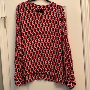 Women’s Crown & Ivy Red/White/Blue Patterned Top, Size 3X